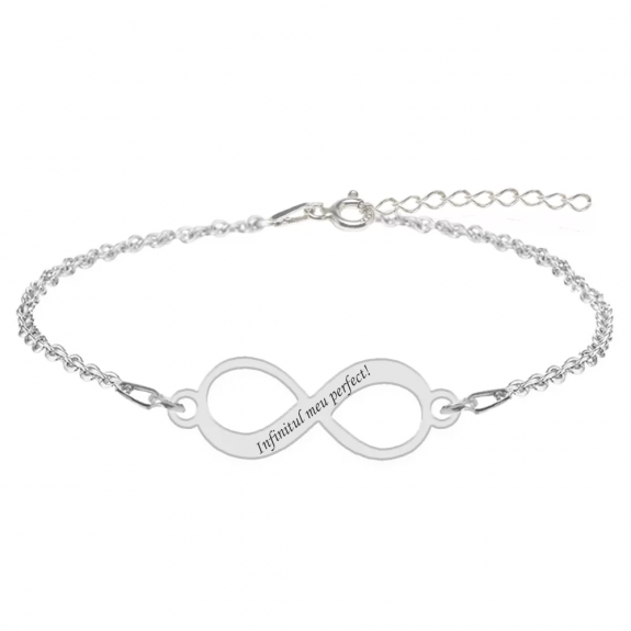 Bratara argint infinit 20 mm - personalizata cu text